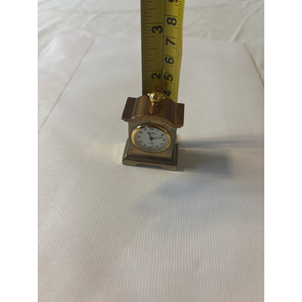 Rerini Miniature Mantle Clock Unisex OS Gold Good Quartz Analog Desk untested - Picture 9 of 10